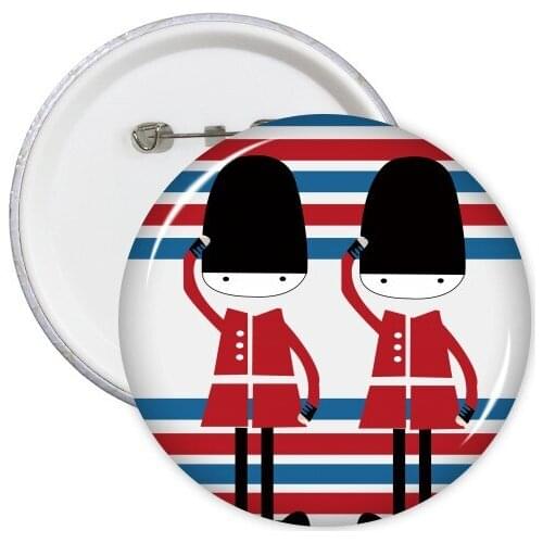 5pcs Colorful Soldier UK England Landmark Flag Mark Illustration Pattern Round Pin Badge Button