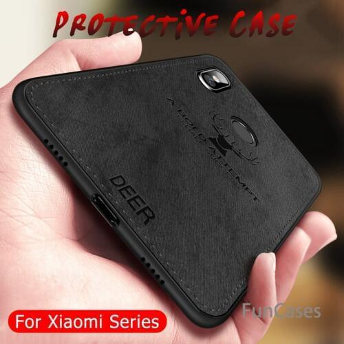 6 pro Soft TPU edge Canvas Deer Phone Case For xiaomi redmi 6a 6 Cloth Cover For Xiaomi Mi 8 mi8 lite se redmi note 5 note6 pro
