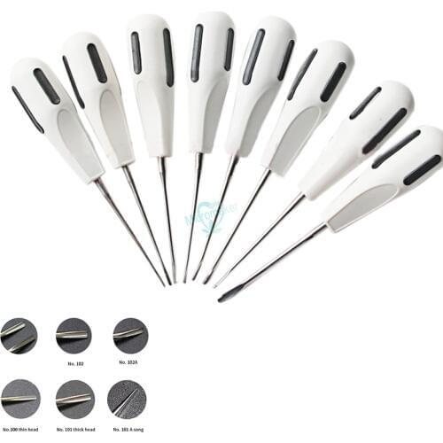 8pcs Dental Luxating Lift Elevators Curved Root Dentist Dental Surgical Instrument With Plastic Handle