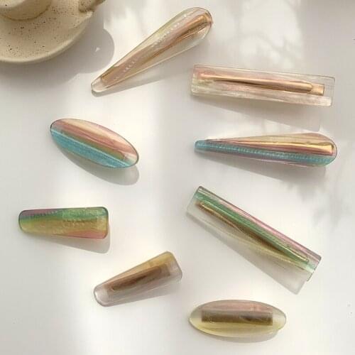 Acrylic Oval Trapezoid Water Drop Rectangle Clip Barrettes Hairgrips Barrettes Hair Clips & Pins Headwear for Women 2pcs/set
