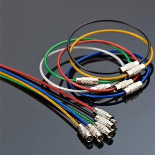 Stainless Steel Wire Keychain Cable Rope Key Holder Keyring 5 Colors Key Chain Rings
