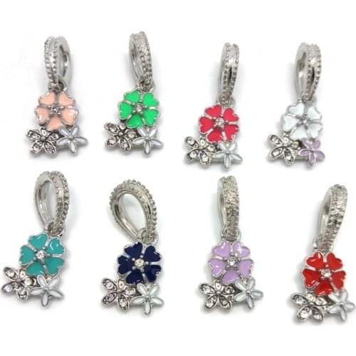 Free shipping 20pcs 25.6x12mm new style three flower design big hole charms beads fit European bracelet DIY