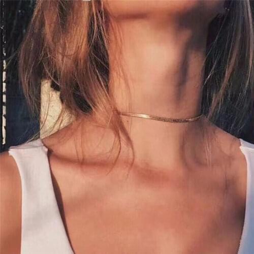 High Quality Clavicle Blade Statement Women Gold Silver Color Stainless Steel 45+5cm Snake Choker Necklace Chain