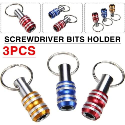 Screwdriver Bits Holder Quick Socket Rod Set 1/4 Inch Steel Hex Shank Screwdriver Bit Extension Bar Drill W/ Key Ring