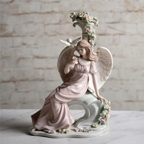 Porcelain Angel Figurine Handmade Ceramic Angel Girl Miniature Character Star Home Decor Book Ornament Art and Craft Gift