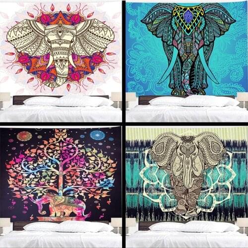Elephant Tapestry Mandala Color Upholstery Printed Decorative Boho Wall Rug Curtain Boho Decoration Home Decor Drop Shipping