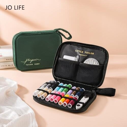 JO LIFE Portable Fabric Handmade Craft Sewing Embroidery Kit Set Travel Sewing Stitch Needle Thread Storage Bag