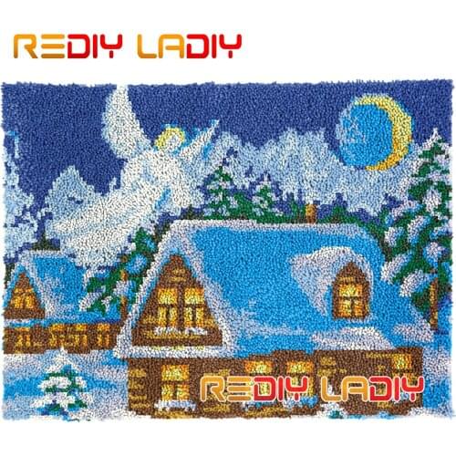 Latch Hook Rug Christmas Angel Plush Wall Hangings DIY Carpet Rug Chunky Yarn Arts Cushion Crocheted Floor Mat Hobby & Crafts