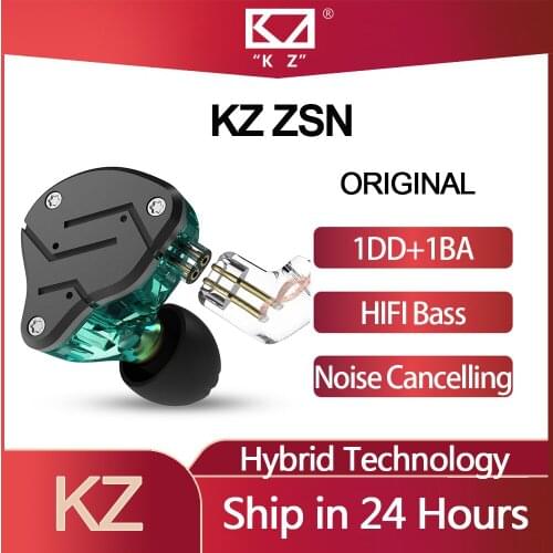 KZ ZSN Earbuds 1BA+1DD Heavy Bass Commutative Cable Earphone HIFI Quad Core Hybrid technology Metal Noise Cancelling Headsets