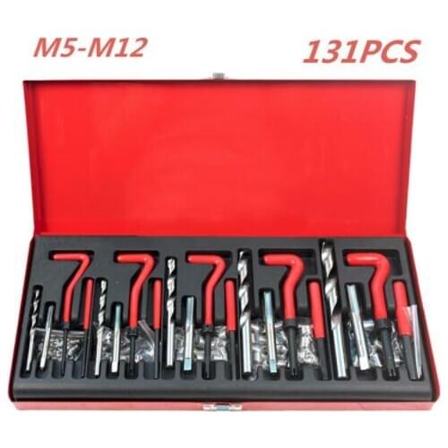 131pcs Engine Block Thread Repair Tool Kit M5/M6/M8/M10/M12 Restoring Damaged Professional Car repair tools Coarse Crowbar