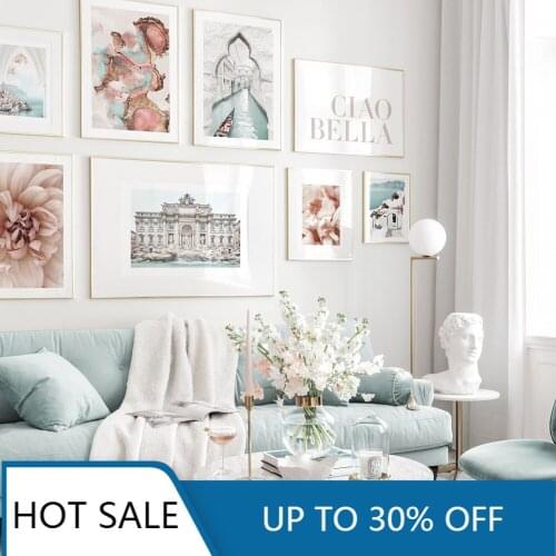 Nordic Abstract Pink Flower Wall Art Canvas Painting Posters Landscape Print Wall Decor Picture For Home Living Room Decor