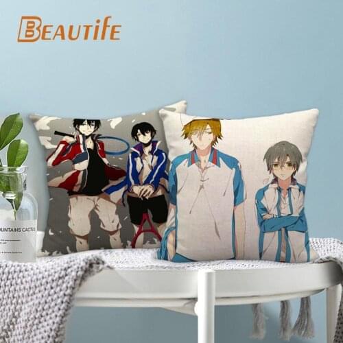 Custom Tennis No Ouji-Sama Pillowcase 45X45cm Wedding Decorative Pillow Cover Eco-Friendly Cotton Linen Fabric Pillow Case