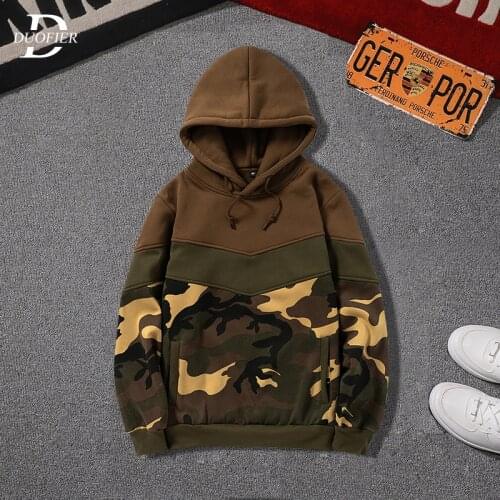 New Men Casual Camouflage Hoodies Solid Patchwork 2021 Autumn Mens Harajuku Hooded Sweatshirts Male Fleece Pullover Clothing