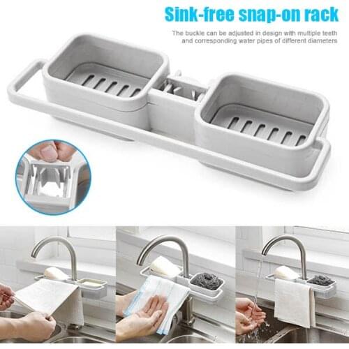 Storage Organizer for Kitchen Sink Faucet Sponge Soap Cloth Drain Rack Holder Shelf No Drills Required NIN668