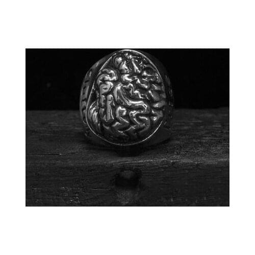 Personalized Stainless Steel Brain Signet ring mens Punk Rock Gothic Jewelry Dark Souls Accesories Gift Dropshipping OSR692