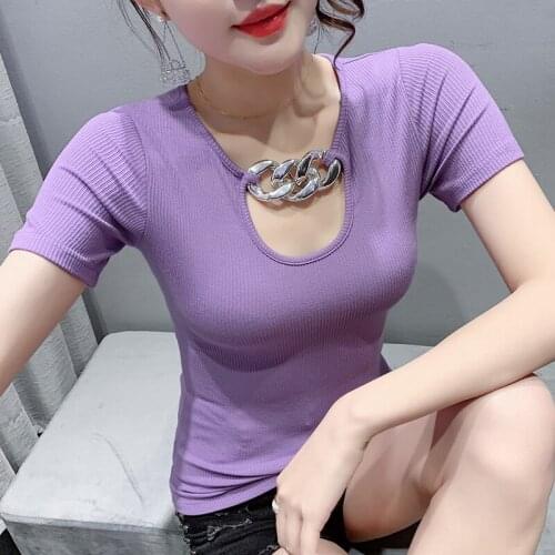 Sexy Women Hollow out Blouse Tshirt Summer Elegant Short Sleeve O-neck Short sleeve Tops