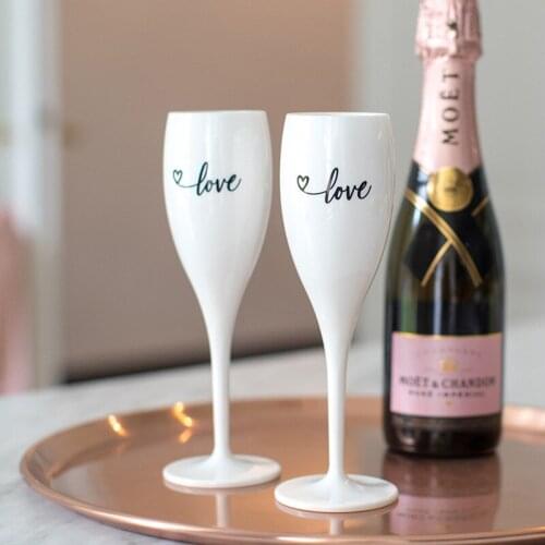 PC Plastic Champagne Glass Red Wine Glasses Acrylic Goblet Cup White Tray Storage Plate