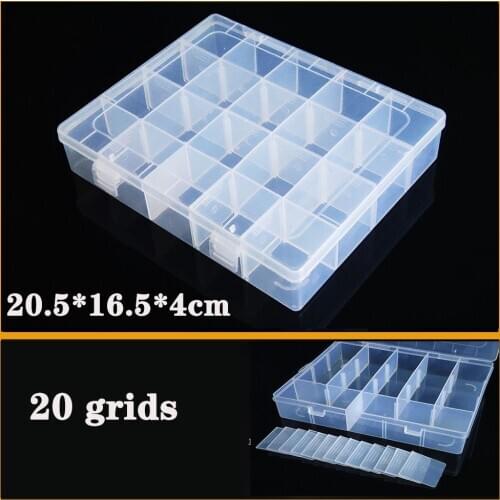 Container 20 grids Plastic Box Practical Adjustable Compartment jewelry bead storage case Screw Holder plastic Case Organizer