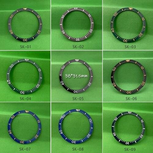 Flat Ceramic Bezel Insert 38*31.5mm Seiko Watch Case Parts Replacement SKX007 SKX009 Drivers Series 10 Colors Optional