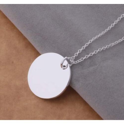 Lucky Charm Silver Color Pendants For Women Fashion Jewelry Necklace Lady Accessories Fashion Jewelry Pendant Silvery Disc AN691