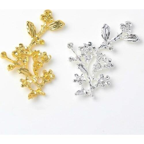 10 Pcs 31*46mm Alloy Materials Tree Branch Leaf Charms Decorations DIY Handmade Jewelry Making Accessories