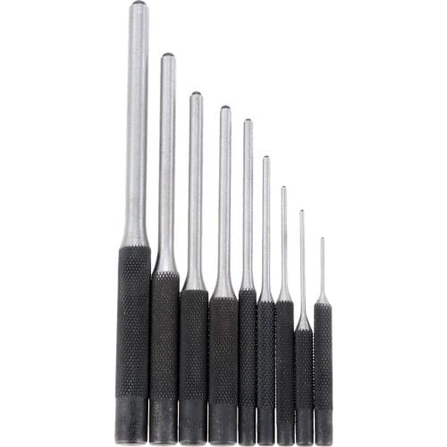 9pcs/set Punching Cylindrical Central Positioning Punch Alloy Steel Professional Roll Pin Punch Set Cylindrical Drilling Tool