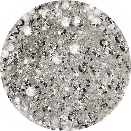 Good Quality Transparent Clear Resin Flatback Glue On Beads 2mm~6mm Non Hotfix Rhinestones for Nail Art/Garment/Decoration