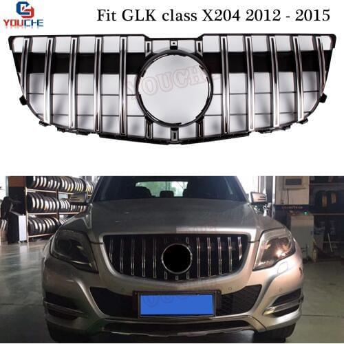 X204 GT GTR Style Front Bumper Grill Mesh for Mercedes GLK X204 2012 - 2015 SUV GLK250 GLK300 GLK350 Black / Silver Grille