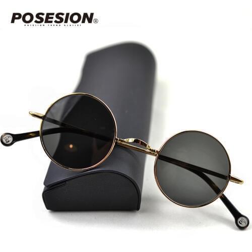 Posesion New Brand Designer Classic Polarized Round Sunglasses Men Small Vintage John Lennon Glasses Women Driving Metal Eyewear