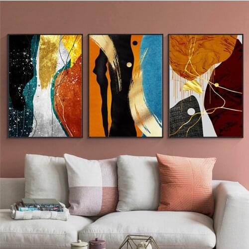Contemporary Abstract Gold Brown Black Wall Art Picture Canvas Prints Painting Modern Home Living Room Decoration Poster
