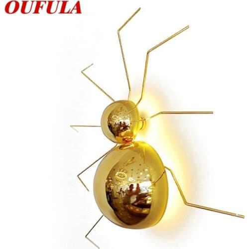 OUFULA Modern LED Wall Lamps Fixture Golden Spider Creative Decorative Sconces For Home Bedroom Living Room Dining Room Children