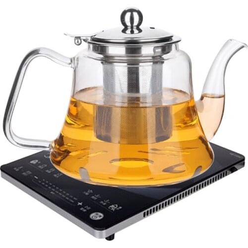 SXHING Glass Teapot Glass Flower Teapot Stainless Steel Base Tea/fruit Tea/tea Pot Jug Tea Sets