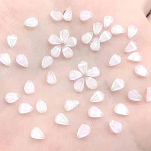 Beautiful white petal resin rhinestone DIY jewelry makes accessories wedding decoration nail rhinestones 100pcs/lot