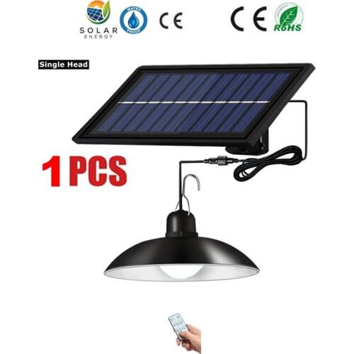 Remote 30 led 2 head Retro Lampshade Solar Pendant Lamp Led Outdoors Indoor Chandelier Solar Light White Garden Lighting for Hom