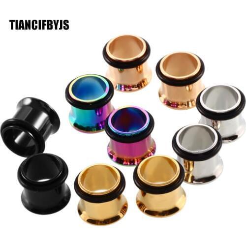 TIANCIFBYJS Mix 4 Colors 11 Sizes Body Jewelry Stainless Flesh Tunnel Ear Plug Piercing Earring Gauge Stretcher Expander 176pcs