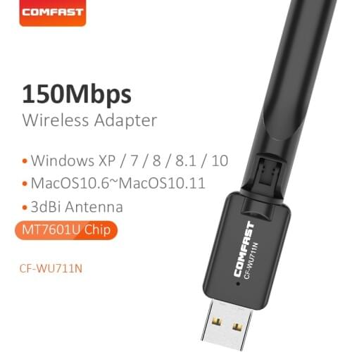 USB WIFI Adapter 150Mbps Wireless Network Card USB 2.0 MT7601U Enhanced Wi-Fi Antenna For Laptop Desktop Receiver Home Office