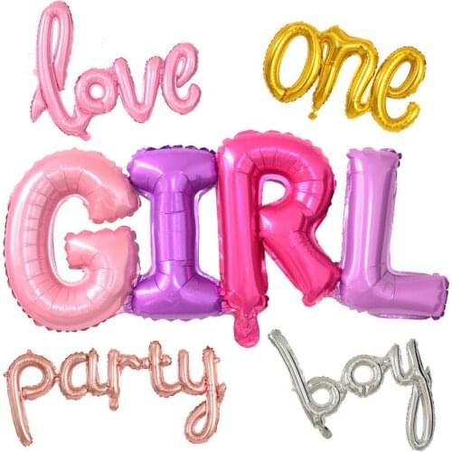 Hello Boy Girl Baby One Letter Foil Balloons Baby Shower Balloons Birthday Party Decorations Kids Rose Gold Gender Reveal Ballon