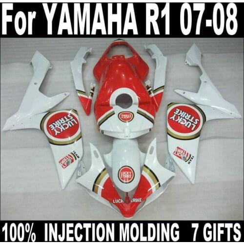 High quality ABS fairings for Yamaha injection YZFR1 2007 2008 white red motorcycle fairing kit YZFR1 07 08 BC31