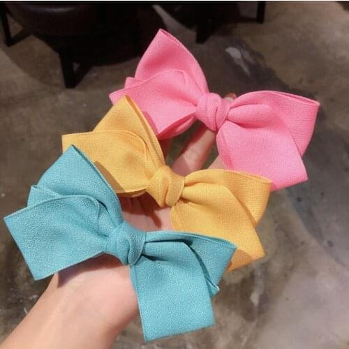 Large 5" New Girls Bows Hair Clips Women Lady Girls Satin Bows Barrettes Hairbands Hair Accessories