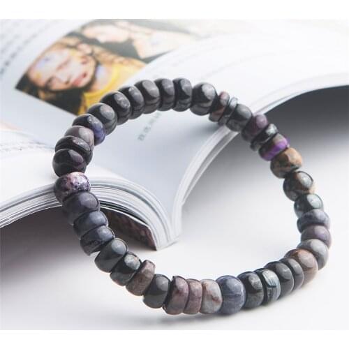Genuine Natural Sugilite Gems Stone Abacus Crystal Bead Stretch Bracelets For Women Lady Drop Shipping 9mm