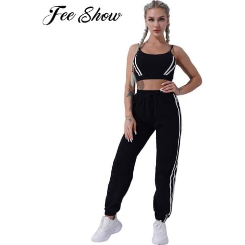 2Pcs Women Tracksuit Casual Running Sets Workout Outfits Sportswear Adjustable Strap Pads Bra High Waist Jogger Pants Sport Suit