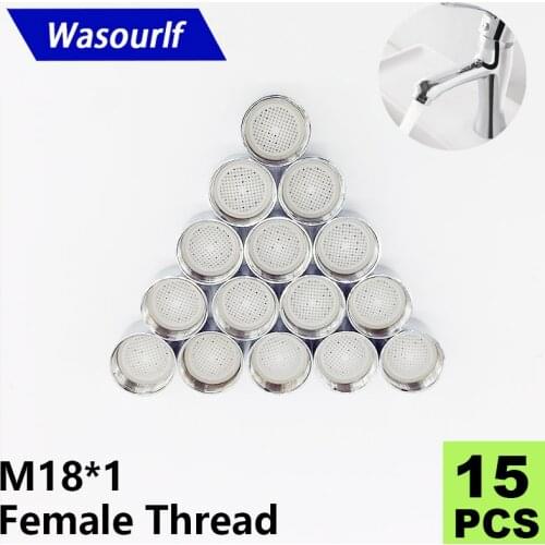 WASOURLF 15 PCS good quality 18 mm female thread aerator tap M18*1 faucet bubble brass basin kitchen bathroom free shipping