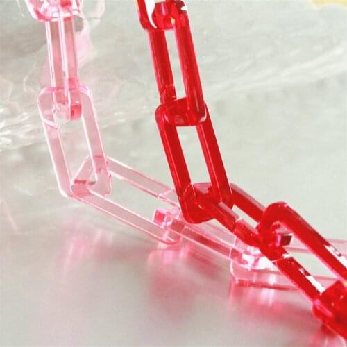 2feet Acetate Clear Peach Red Acrylic Rectangle Necklace Chain,Plastic Jewelry Chain, Size 28mmx12mm