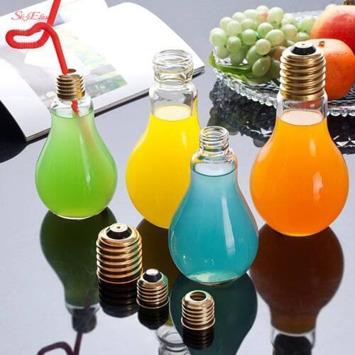 200/300/350/400ML Drink bottle kitchen tools Summer Bulb Water Bottle Cute Brief Fashion Cute Milk Juice Light Bulbs Leak-proof