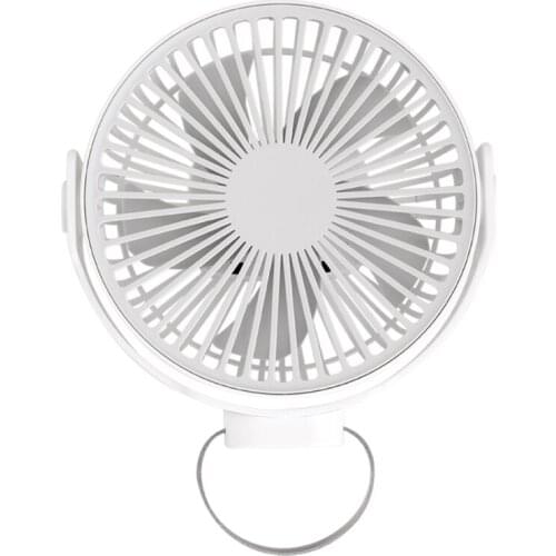 360 Rotation 7-Inch USB Rechargeable 4000mAh Desk Hanging Fan 4 Speed Ceiling Fan for Camping Tent Outdoor School Home
