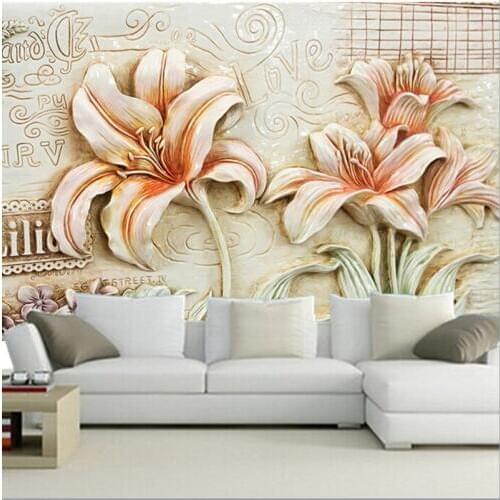 The custom 3D murals,Beautiful retro lily flower wallpaper papel de parede,living room sofa TV wall bedroom wall paper