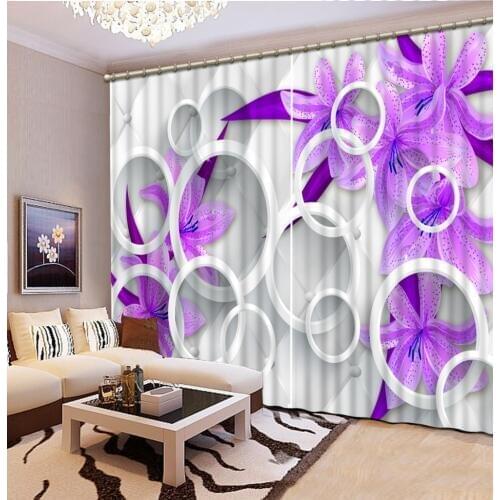 3d Curtains Blackout for Living Room Kids Bedroom Fabric purple curtain flower curtains