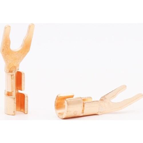 4x Solid Copper Spade Plug Speaker Cable Wire Connector HiFi