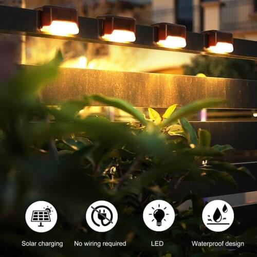 4PCS LED Solar Step Lights LED Fence Lights Outdoor Waterproof Solar Powered Yard Lamp Garden Decoration for Patio Stair Pathway