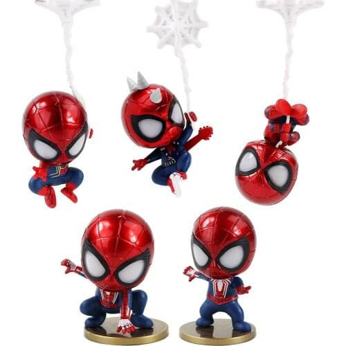 5pcs/lot Infinity War Spiderman Action Figure Iron Spider-Man Peter with Silk Web Model Toys